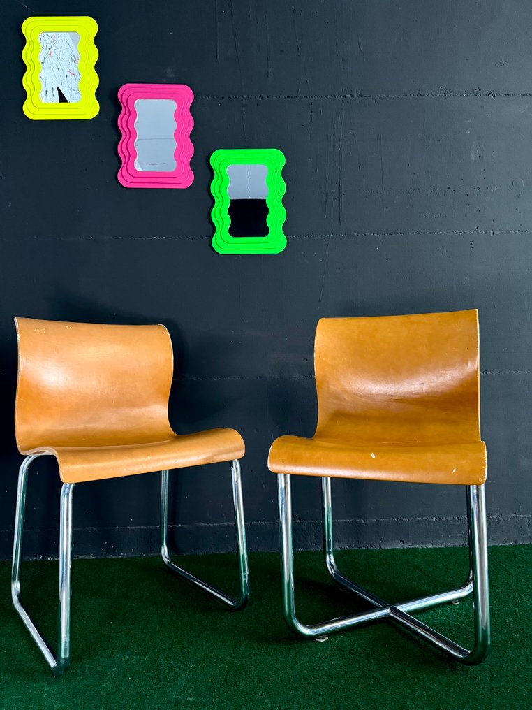 Franz T. Sartori - Καρέκλα (2) - Lavinia - Δέρμα, Χάλυβας, Χρώμιο - Πρωτότυπο #1.0