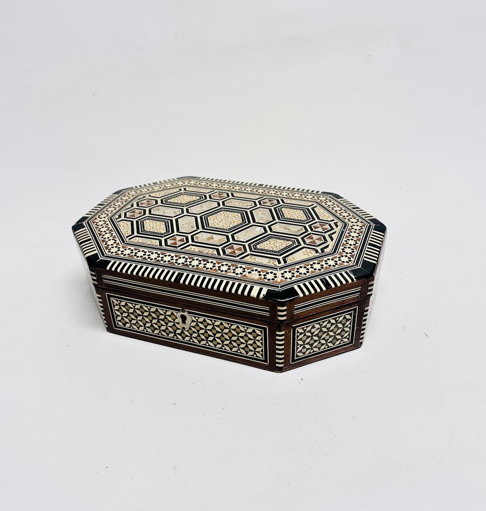 Κουτί - Ξύλιτο κουτί κοσμημάτων με ξυλογραφία και επένδυση. - Ξύλο, Οστό #1.0