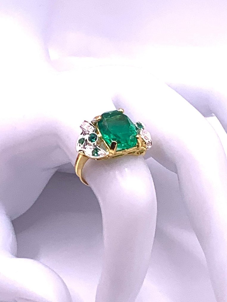 没有保留价 - 戒指 - 9 kt. 黄金, 银 祖母绿 - 钻石 - Smeraldi #3.2