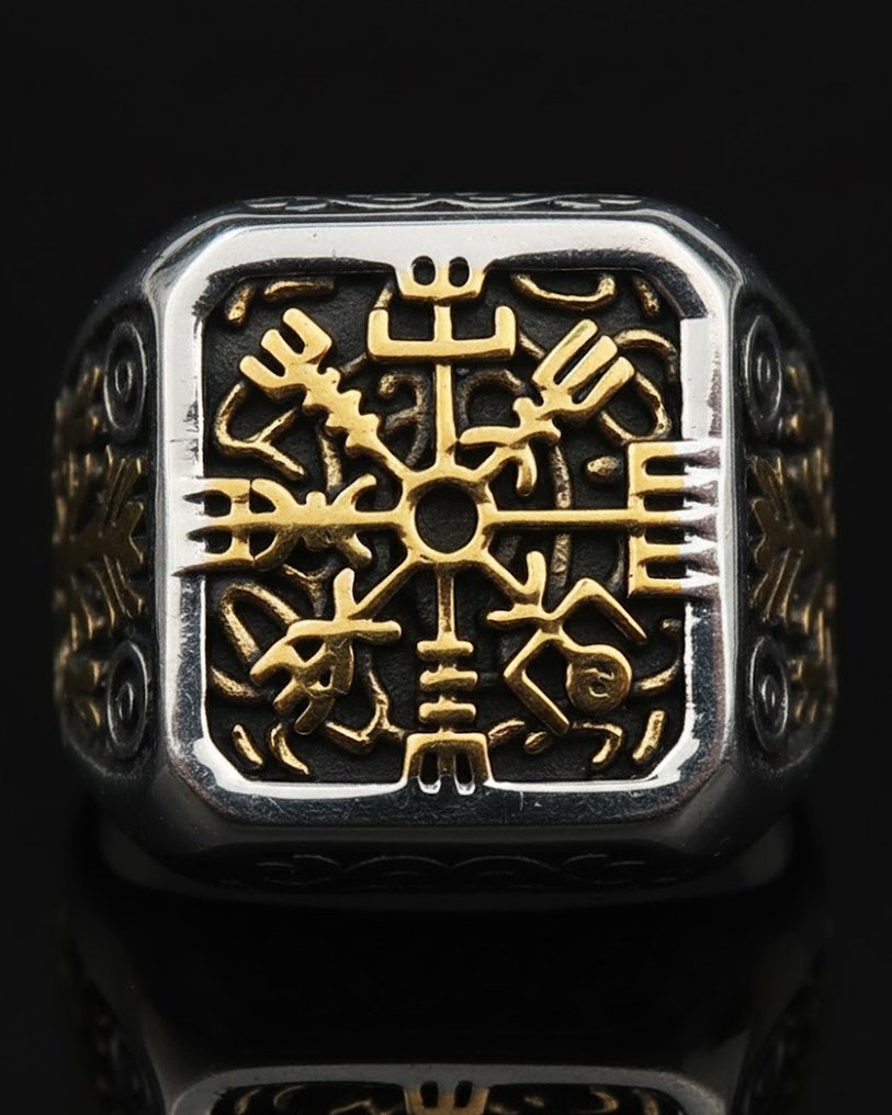 维京指南针戒指：神圣的指引与保护 - 戒指 #1.0