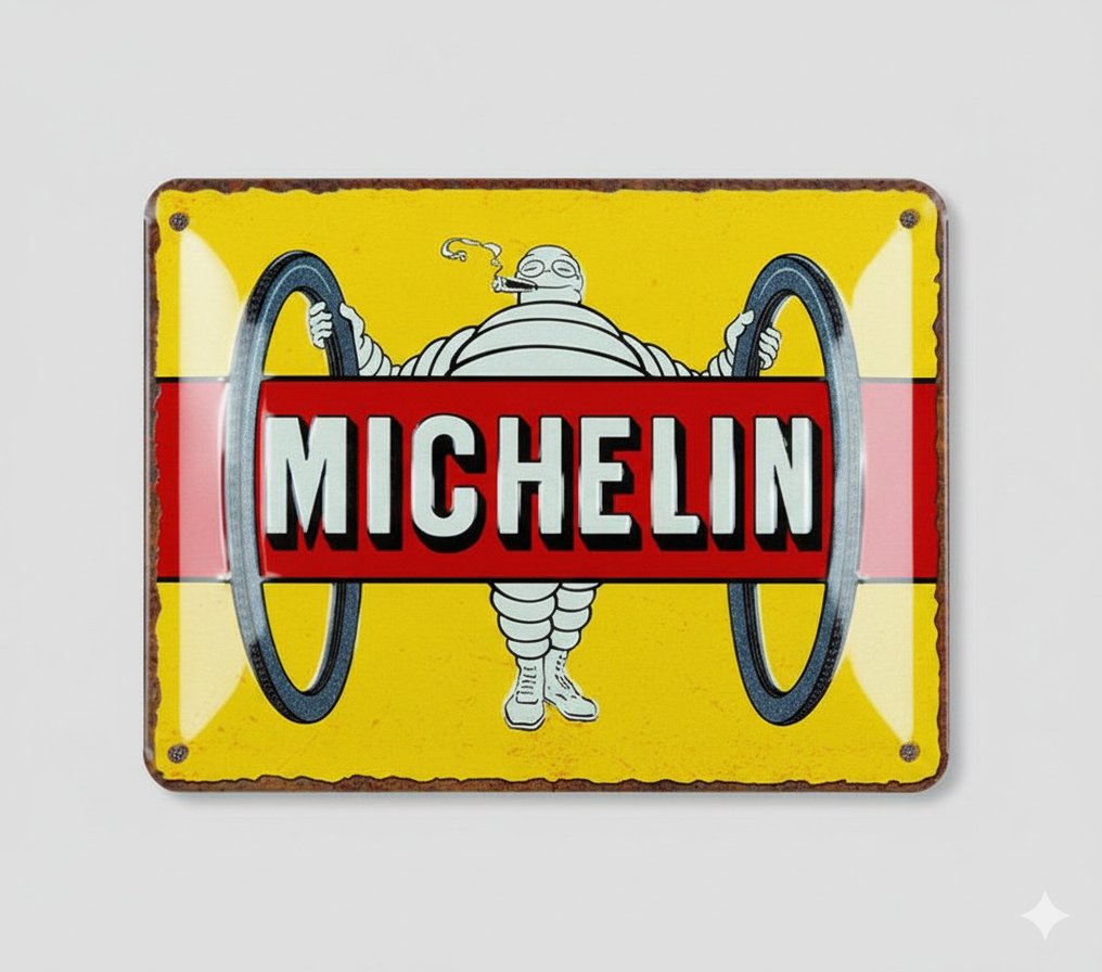 Michelin - Plaque - Michelin - Stalen reclamebord - Garage Automobilia - Metaal #1.0