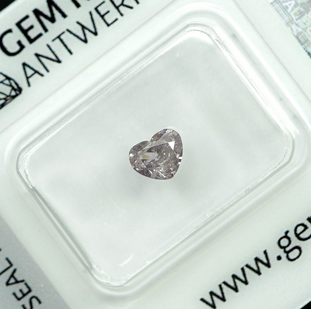 Nincs minimálár - 1 pcs Gyémánt (Természetes színű) - 0.51 ct - Szív - Fancy light Lilás Rózsaszín - I2 - Gem Report Antwerpen (GRA) #3.2