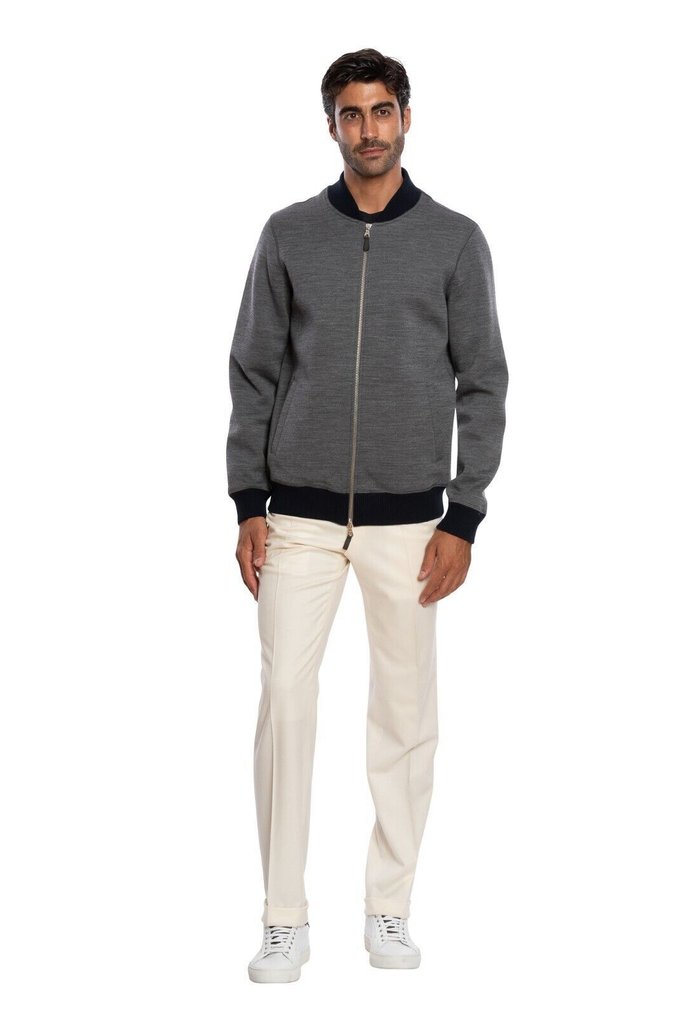 BOGLIOLI MILANO RRP 2050€ Bomber Jacket Grey Coat Wool Cashmere Silk - Size M - Bomber jacket - New with tags #1.0