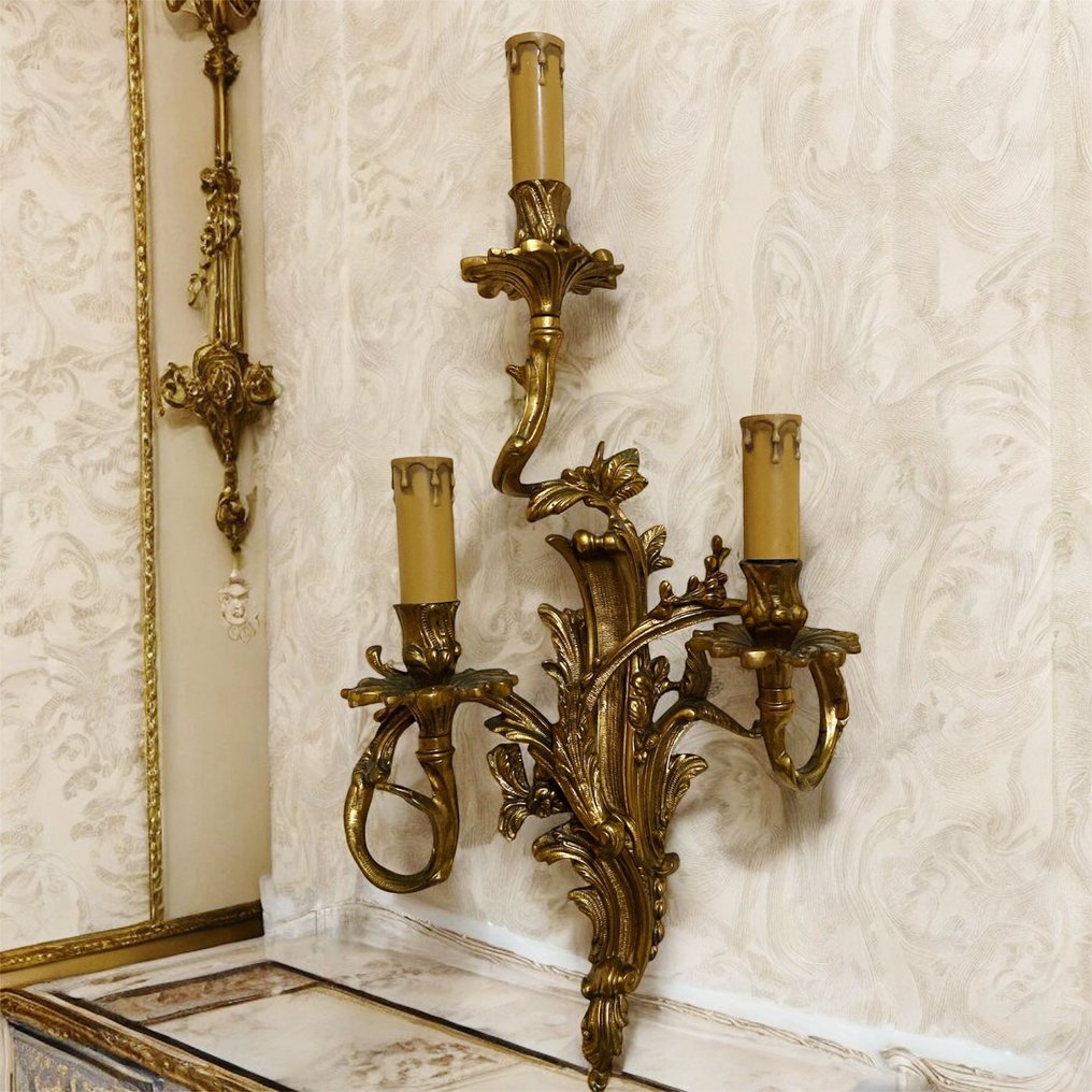 Απλίκα τοίχου (2) - Αντικείμενα από χρυσό μπρούντζο σε στυλ Luigi XV - Υ 55 εκ. #3.2