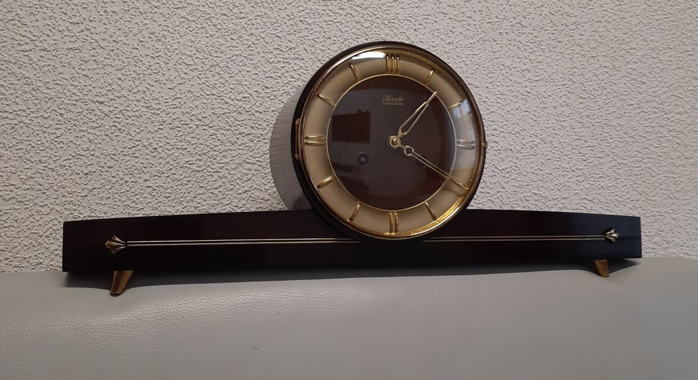 Kaminuhr - Franz Hermle & Sohn -  老式 Nussbaumholz, Messing, Metal - 1950-1960 - 优秀的原创 #2.1