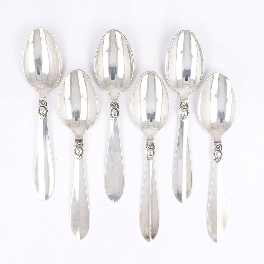 P.C.L. Frigast Sølvvarefabrik - Dessertlepel - model 'Prinsesse' - Denemarken, ca. 1950 - Cucchiaio (6) - .830 argento #1.0