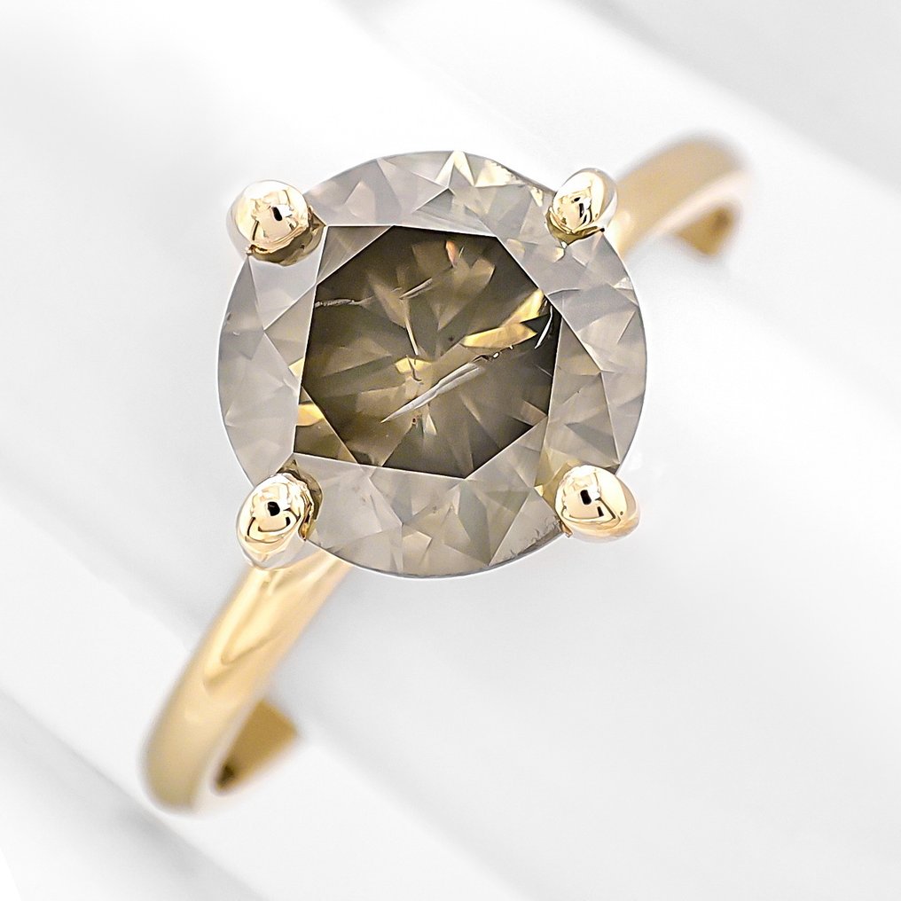 Bague - 14 carats Or jaune - 2.04ct. tw. Diamant (Couleur naturelle) #1.0