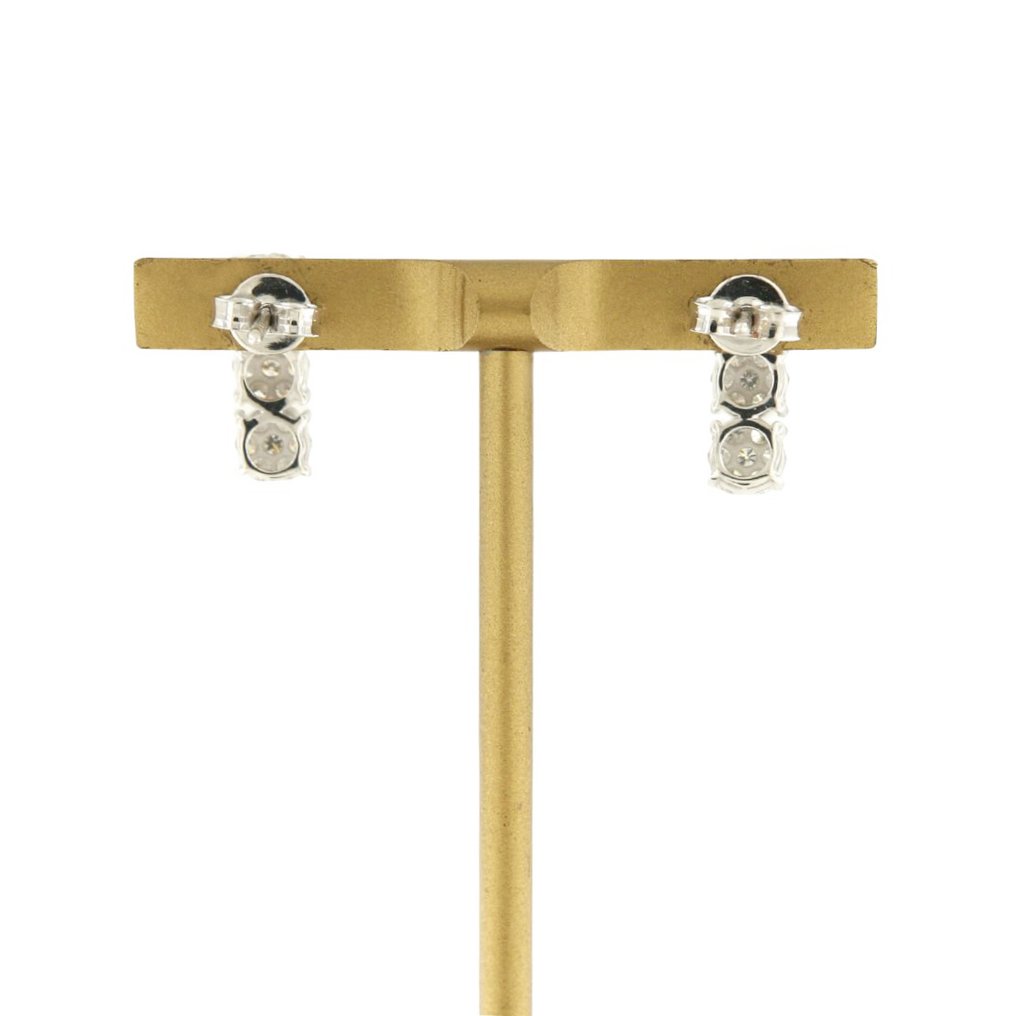 Nincs minimálár - Drop fülbevaló - 18 kt. Fehér arany Gyémánt (Természetes) #3.2