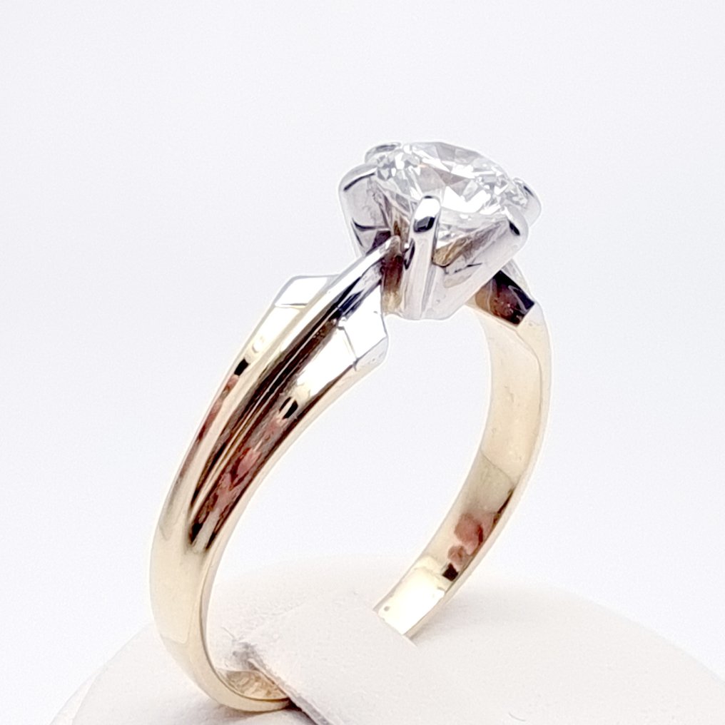 Δαχτυλίδι - 18 καράτια Λευκός χρυσός, Κίτρινο χρυσό Διαμάντι (Φυσικό) #1.0