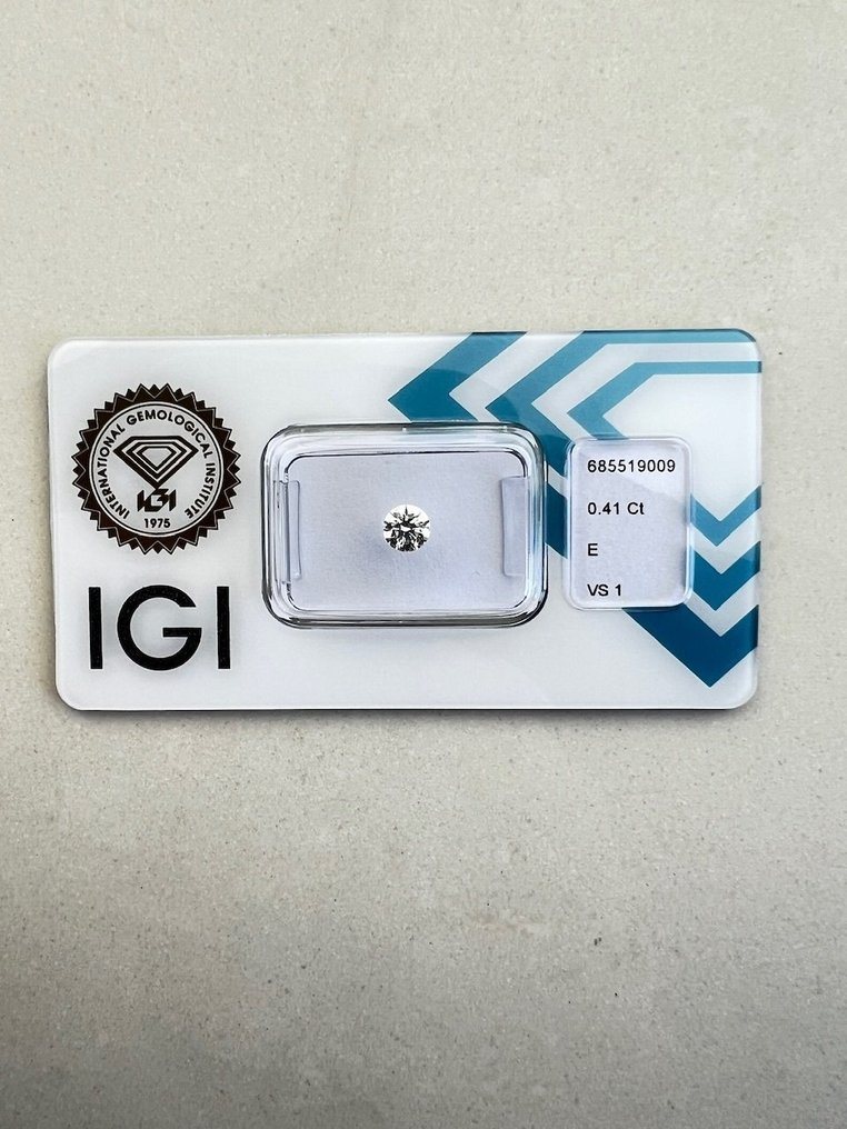 1 pcs 钻石 (天然) - 0.41 ct - 圆形 - E - VS1 轻微内含一级 - 国际宝石研究院(IGI) #1.0