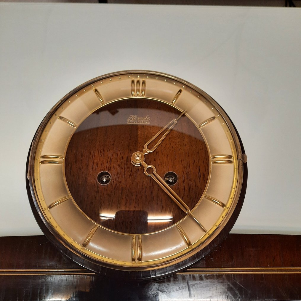 Kaminuhr - Franz Hermle & Sohn -  老式 Nussbaumholz, Messing, Metal - 1950-1960 - 优秀的原创 #1.0