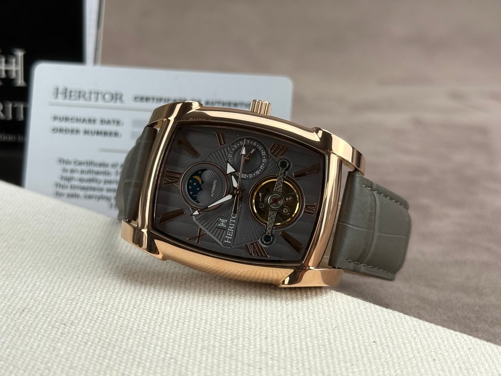 Heritor - Valentin Automatic Open Heart - Rose Gold/Grey - Zonder minimumprijs - HERHS4406 - Heren - 2020+  #4.3