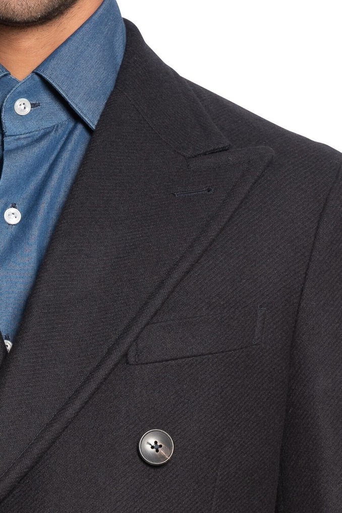 BOGLIOLI RRP 2200€ Blue Navy Double Breasted Coat K.Jacket Wool Twill - 50 IT - Coat - New with tags #3.2