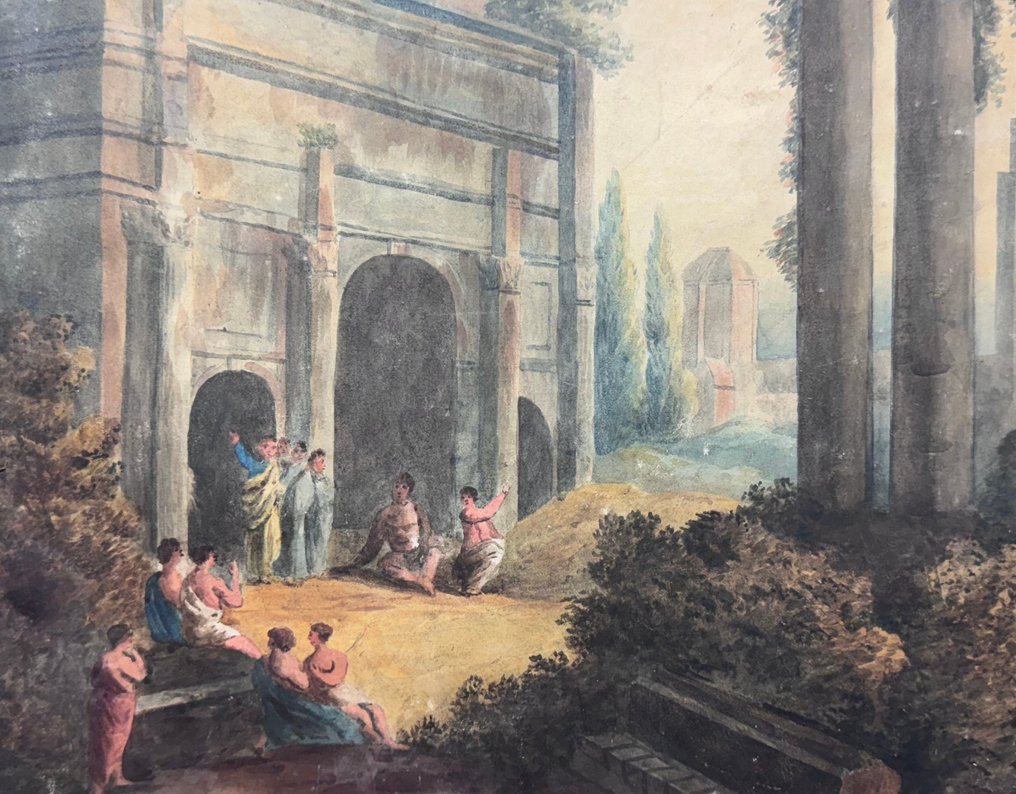 Scuola Romana (XIX) - Paesaggio con rovine romane #1.0