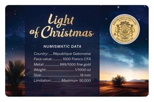Chad. 3000 Francs 1/1000 oz 999 Fine Gold 3000 CFA Francs Light of Christmas Three Wise Men Coin (In Assay) (No Reserve Price) #2.1