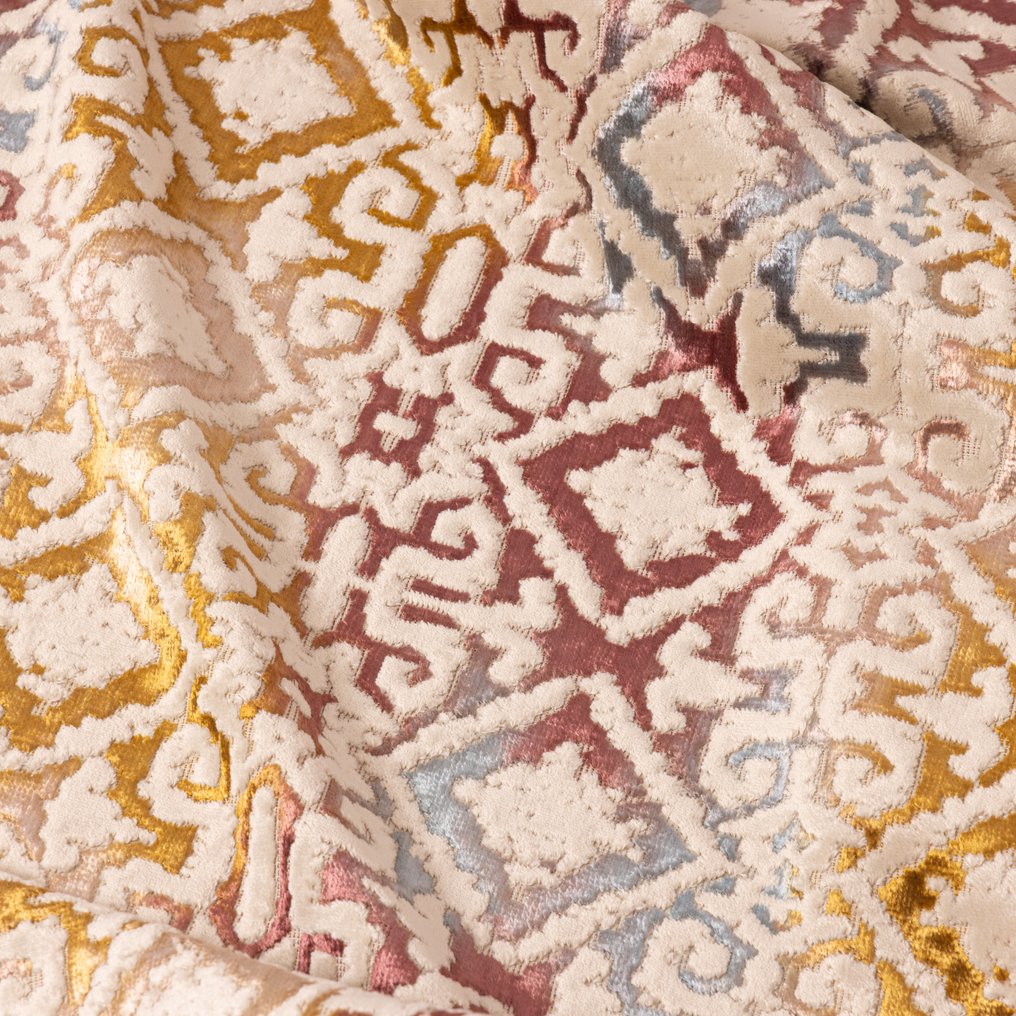 Rare Multicolored Geometric Velvet – Made in Italy - Upholstery fabric - 335 cm - 140 cm #1.0