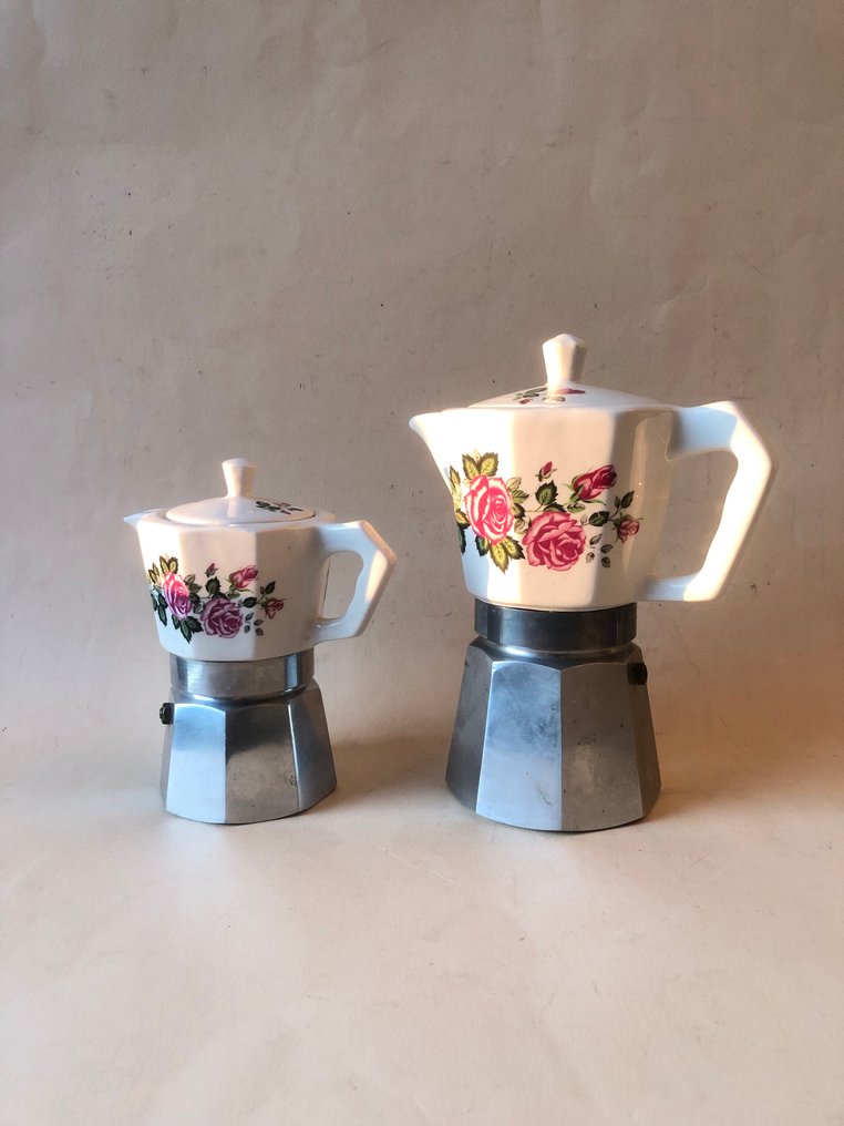 flory expess - Καφετιέρα (2) - Αλουμίνιο, Πορσελάνη - κλασικά και σπάνια #1.0