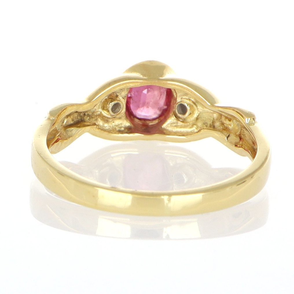 Ei pohjahintaa - Sormus - 18 kt. Keltakulta Rubiini - Timantti #3.2