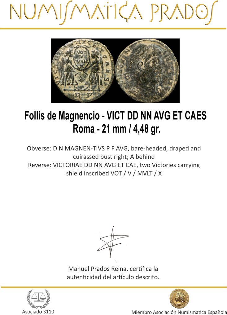 Római Birodalom. Maxentius (AD 350-353). Follis VICT DD NN AVG ET CAES, Roma (Nincs minimálár) #1.0