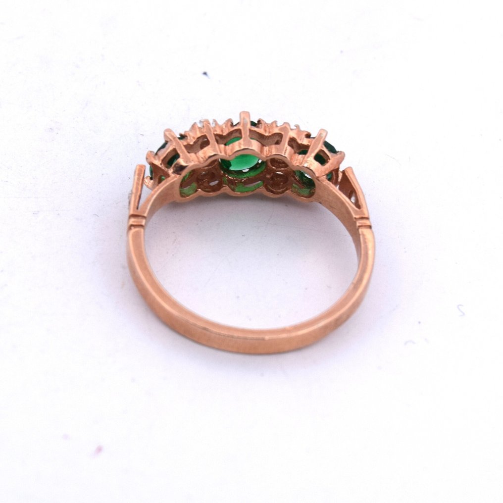 Sem preço de reserva - Anel de braço - 9 kt. Ouro rosa -  1.06ct. tw. Esmeralda - Diamante #4.3