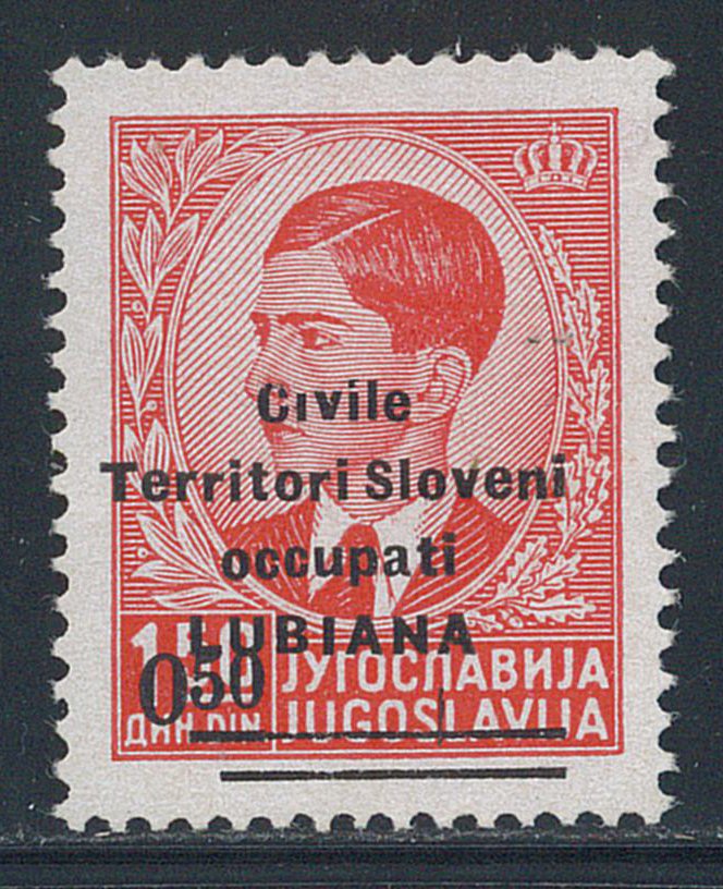 Italien - Besetzung von Slowenien (1941) - 0,50 auf 1,50 d., mit fehlendem Überwachung der ersten Zeile ('R. Commissariato'). Rest, cert. E. - Sassone n. 41a #1.0
