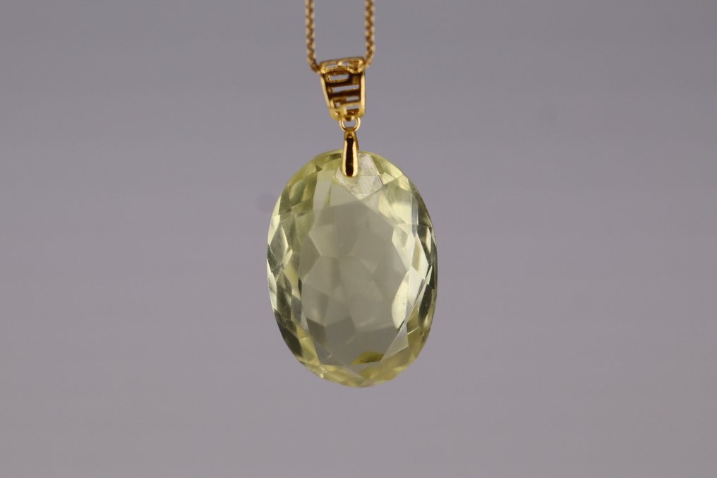 没有保留价 - 吊坠 - 18K包金 黄金, Lemon Quartz -  9.00ct. tw. - Natural Lemon Quartz #1.0