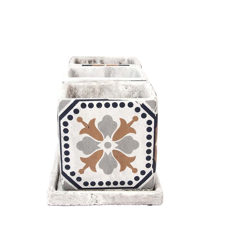 Virágcserép - Beton/kerámia - 3 portugál virágtartó #3.2