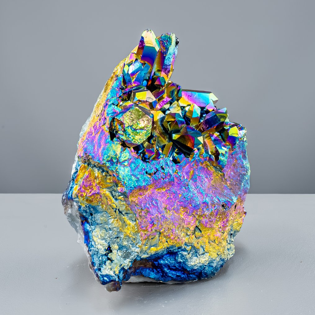 Spectacle of Light – Magical Aura Quartz Cluster in shimmering rainbow colors in rainbow colors- 3752.81 g #3.2