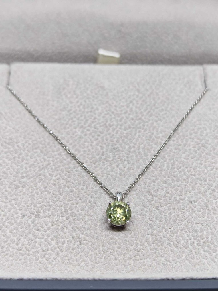 吊坠项链 - 14K包金 白金, 14K - 1.03ct. tw. 钻石 (天然) #1.0