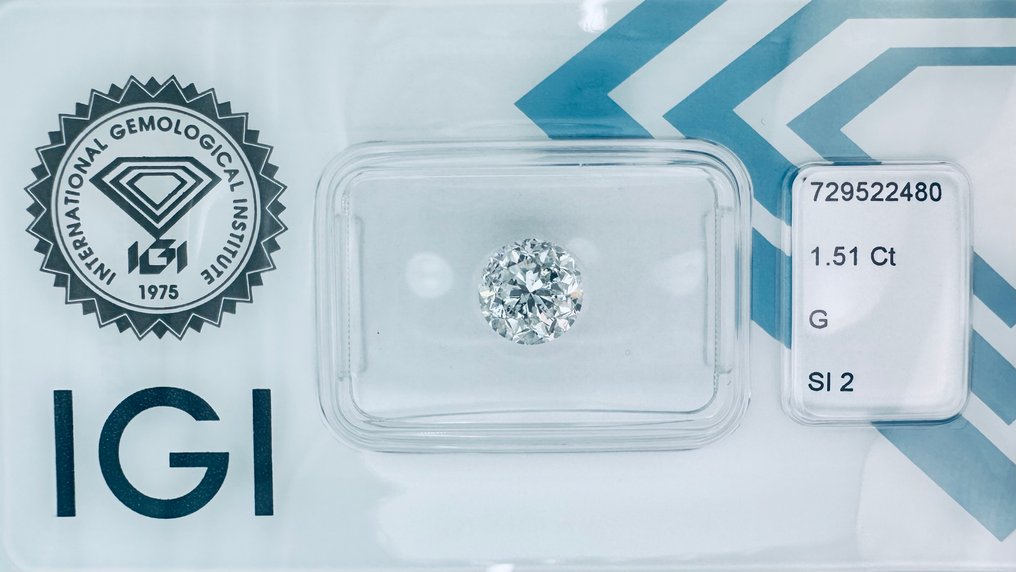 1 pcs 鑽石 (天然) - 1.51 ct - 圓形 - G - SI2 - 國際寶石學院(International Gemological Institute (IGI)) - (自然) #2.1
