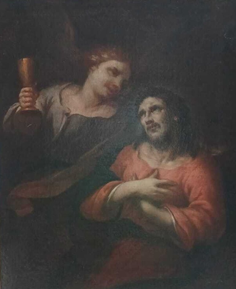 Carlo Maratta (1625-1713), Seguace di - L'incontro di Cristo con l'angelo nell'orto degli ulivi #1.0