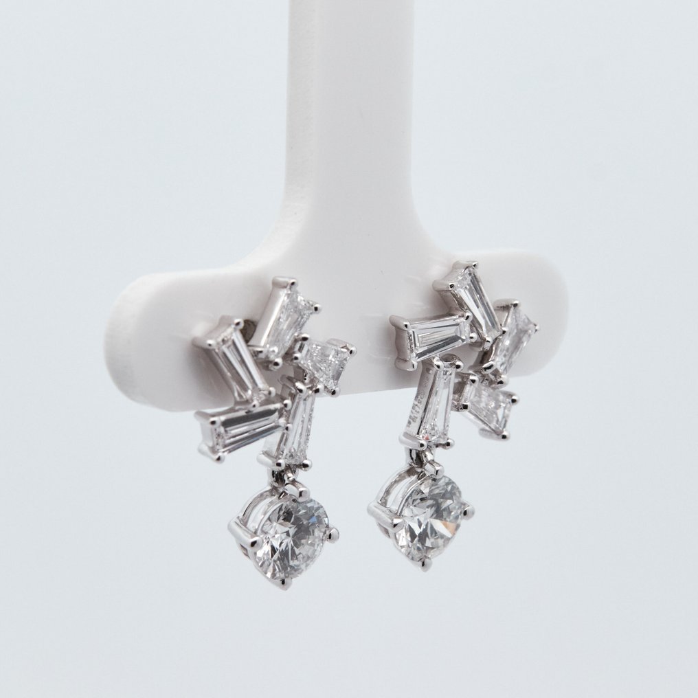 No reserve price - Earrings - 14 kt. White gold -  2.01ct. tw. Diamond (Lab-grown) #1.0