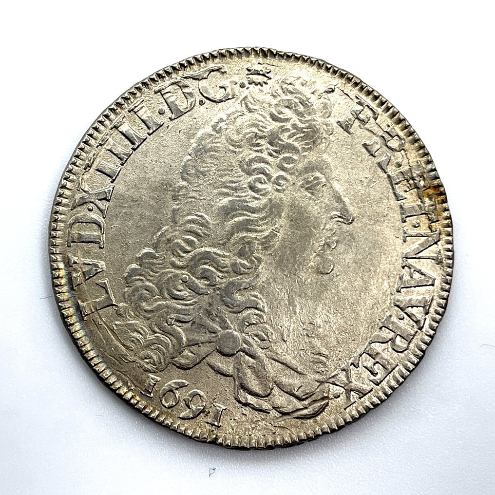 Ranska. Louis XIV (1643-1715). Ecu 1691, Rennes (Ei pohjahintaa) #1.0