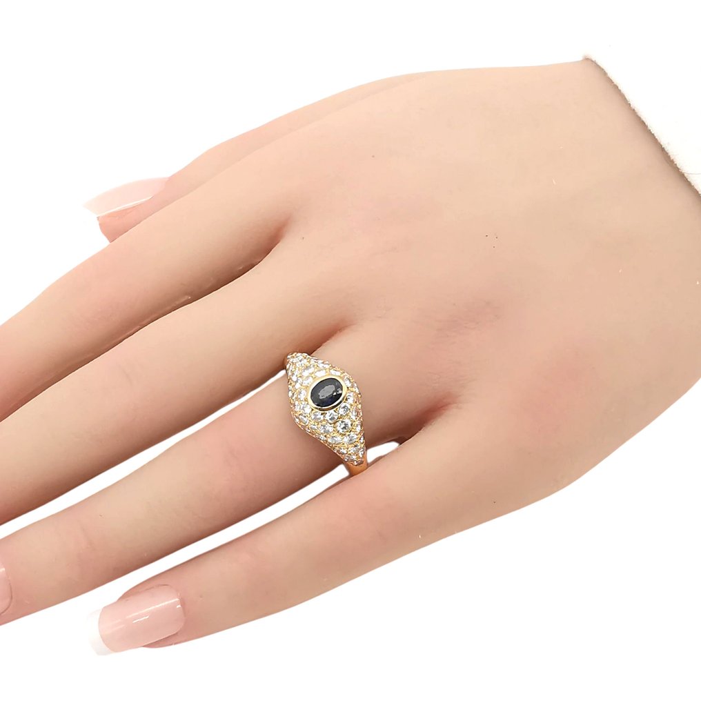 Δαχτυλίδι - 18 καράτια Κίτρινο χρυσό - 2.79ct. tw. Ζαφείρι - Διαμάντι #1.0