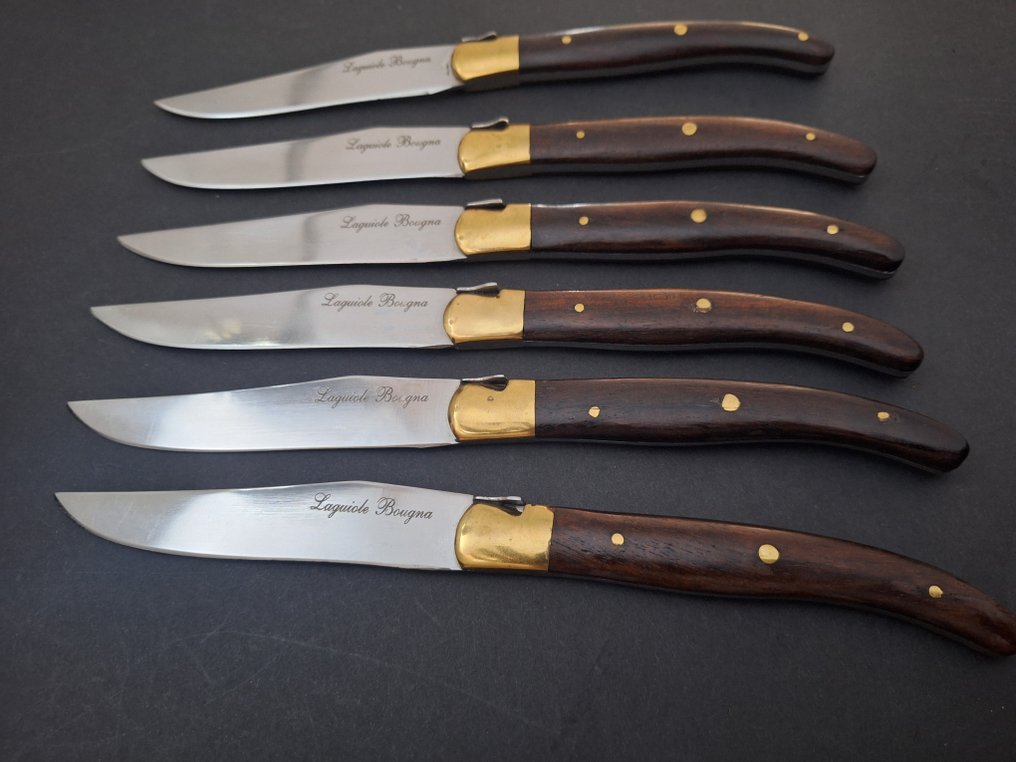 K.Roman K.Romain  - Kitchen knife - Kitchen knife set -  La Coutellerie De Romain Laguiole Bougna Kitchen Knives Prestigious Presented in Box - Steel, Bone, Wood - France #2.1