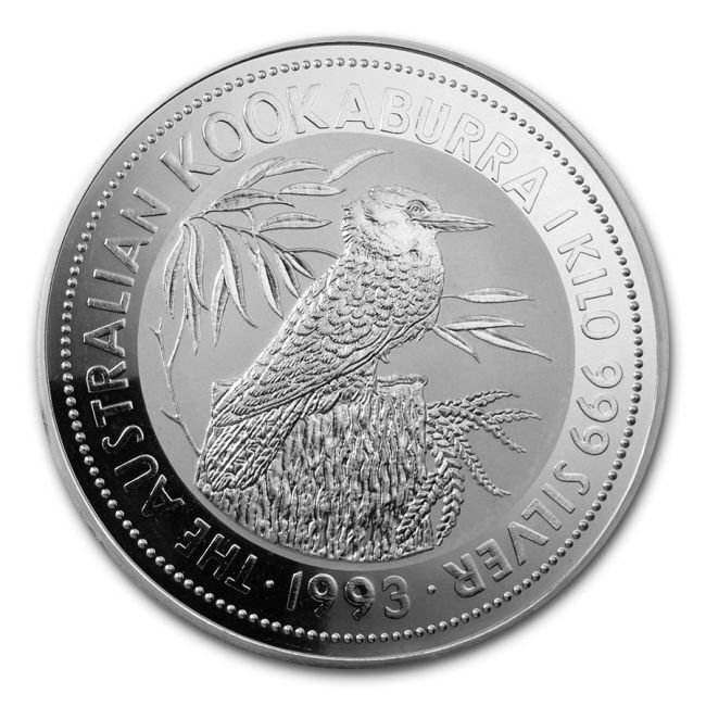 澳大利亞. 1993 1 Kilo $30 AUD Australian Silver Kookaburra Coin (In Capsule) #1.0