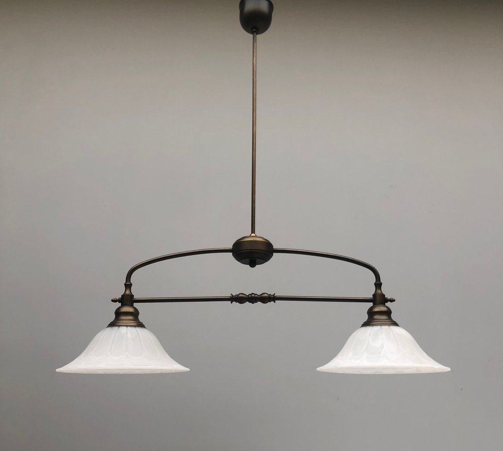 吊灯 - 玻璃, 黄铜 - 大双吊灯 #1.0