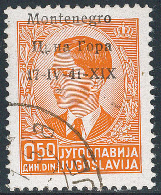 Czarnogóra - 50 cm pomarańczowy, nie emitowany, z 'I' z XIX wieku w czcionce 'patyczkowej'. Certyfikat G. Colla. - Sassone n. 14Apd #1.0