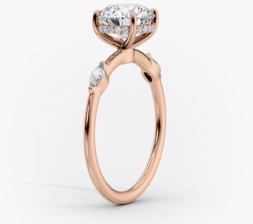 订婚戒指 - 14K包金 玫瑰金 - 1.43ct. tw. 钻石 (天然) - 钻石 - G/SI1 #4.3