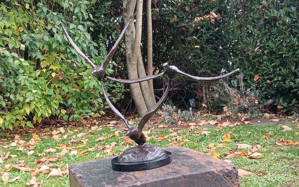 Γλυπτό, De trekvogels - 43 cm - μπρούντζος μάρμαρο #3.2