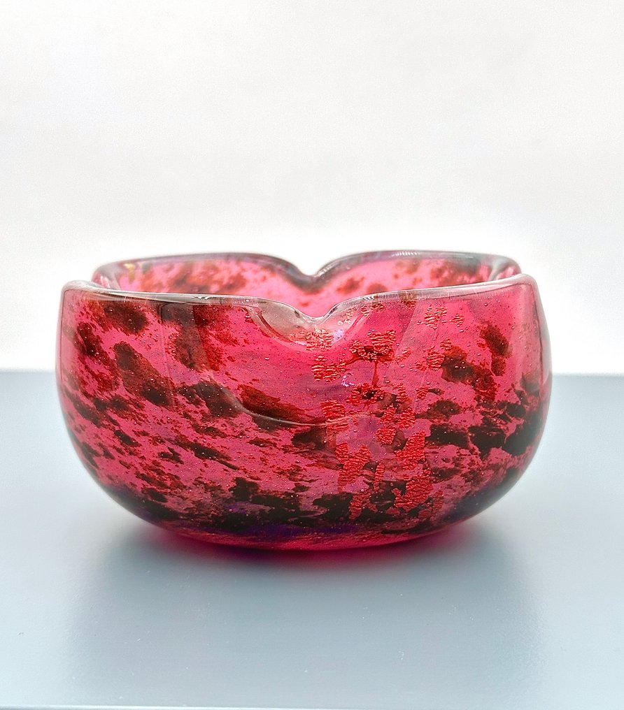 Daum Nancy - Tál - Daum Nancy “Verre marmoréen” polylobed coupe, c. 1905 to 1910 - Üveg #1.0