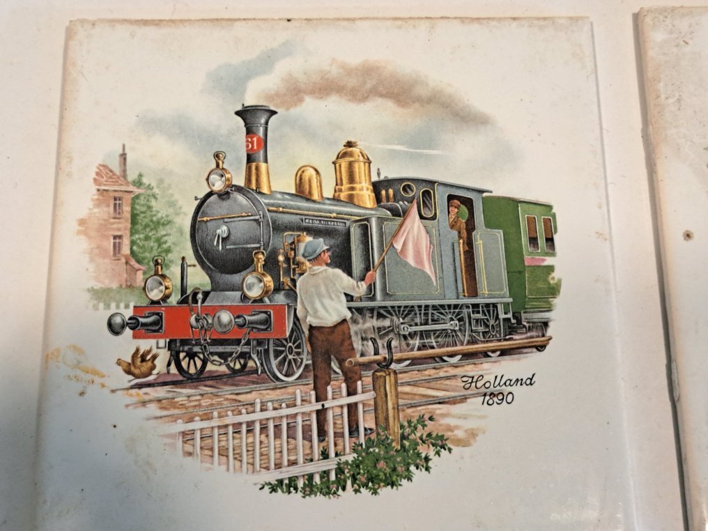 Azulejo (6) - 1970-1980 - 6 azulejos con locomotoras de vapor #4.3
