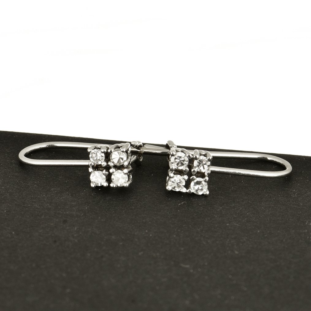 耳环 - 18K包金 白金 钻石 (天然)  #2.1