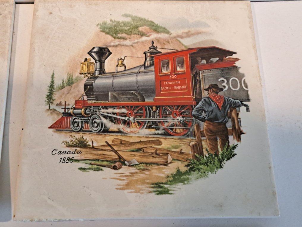 Azulejo (6) - 1970-1980 - 6 azulejos con locomotoras de vapor #3.2