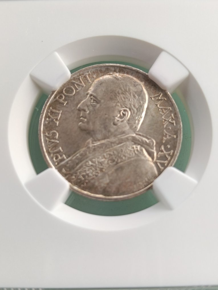 Vaticano. Pius XI. 5-10-20-50 cent 1-2-5-10 Lira "1936 entire series" high Graded NGC #4.3