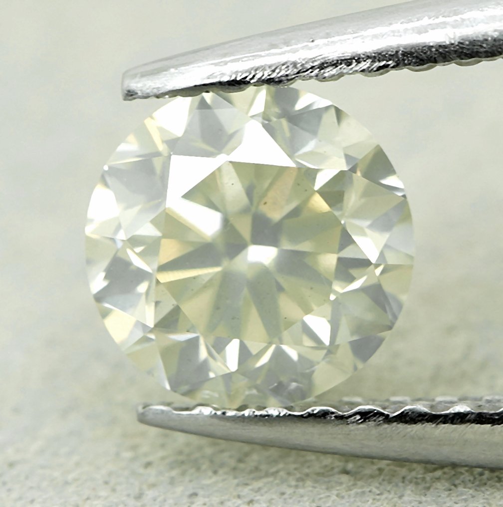 1 pcs Diamant (Colorat natural) - 0.91 ct - Rotund - Light gălbui Gri - I1 - GRA (Laboratorul de analiză a pietrelor prețioase din Anvers) #4.3