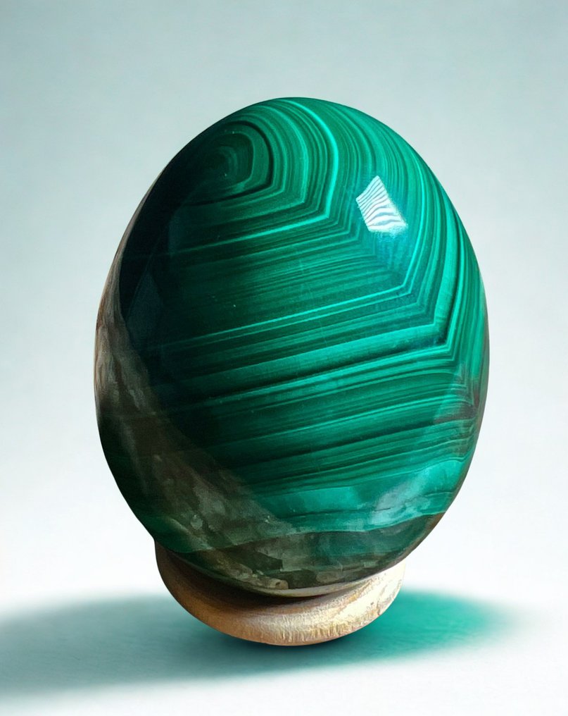 Oeuf en Malachite naturelle du Congo de la plus haute qualité Egg - Height: 70 mm - Width: 50 mm- 300 g - (1) #3.2