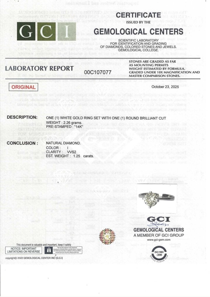 Zonder minimumprijs - Verlovingsring - 14 karaat Witgoud - 1.25ct. tw. Diamant (Natuurlijk) - VVS2 #3.2