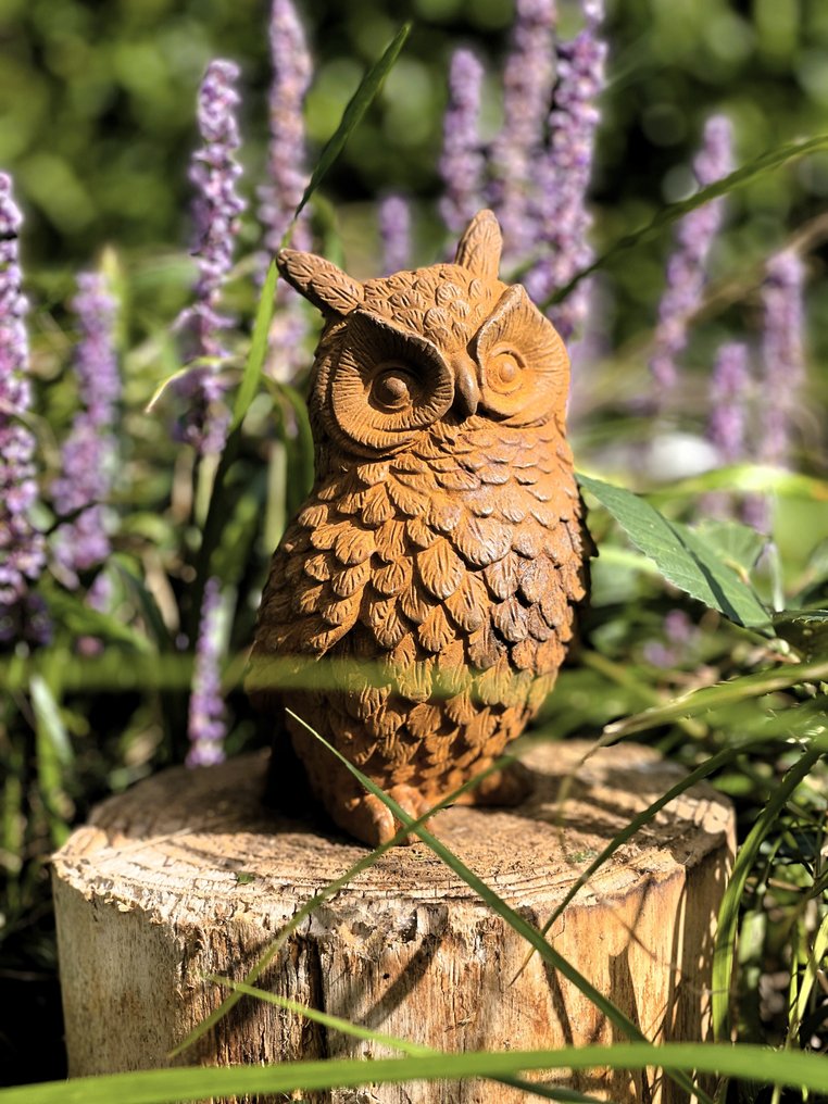 Skulptur, Uil - Oehoe - 17 cm - Støbejern #3.2