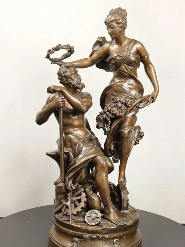 Adrien Étienne Gaudez (1845–1902) - Szobor, Industry and Abundance - 60 cm - Cink (spelter) #1.0